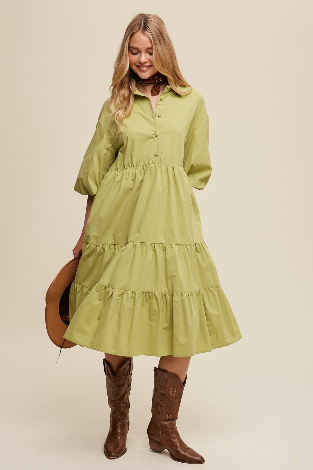 Listicle - Wholesale Dress - Women's - Tiered Poplin Shirt Dress11