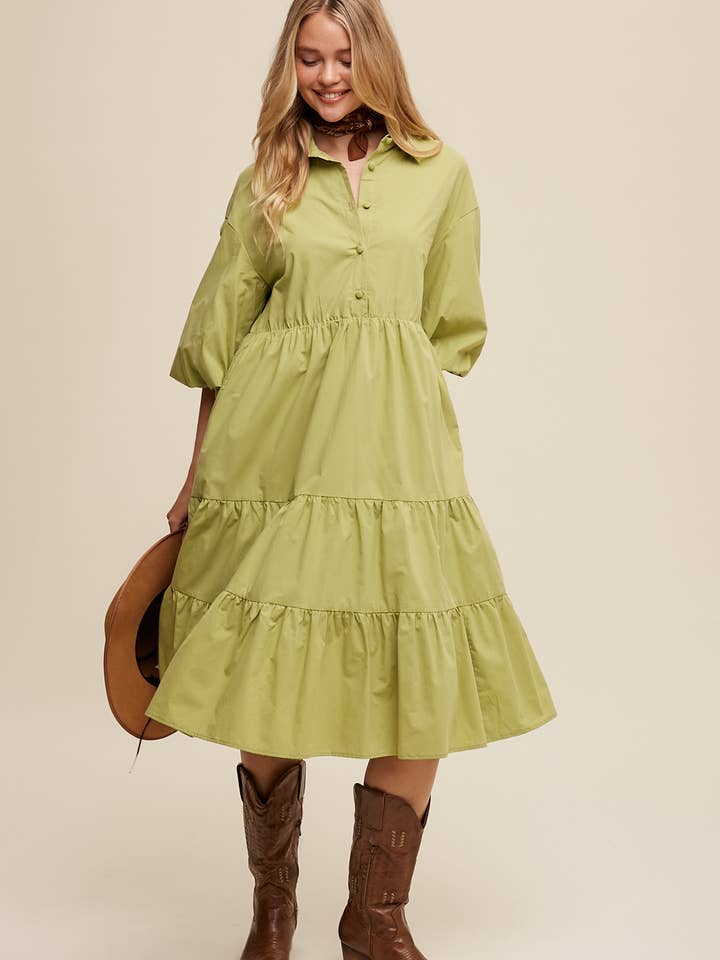 Tiered Poplin Shirt Dress for wholesale by Listicle
