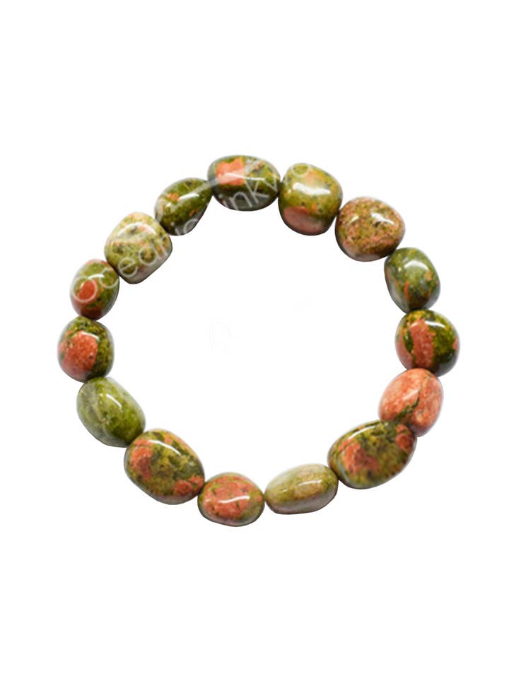 PULSERA CON PIEDRAS CAÍDAS DE UNAKITA (12-15 MM) 7-7,5 PULGADAS (UNIDAD) para venta al por mayor de Oceanic Linkways Inc