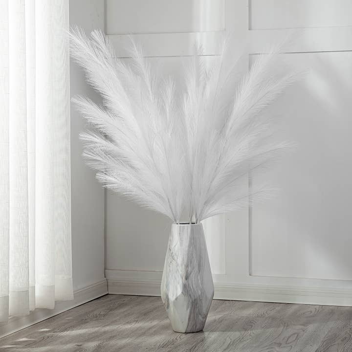 Mollie Sophia Ltd – Engroshandel Tørrede/pressede blomster – Hvid 46" Tall Tørret Pampas Grass Bouquet