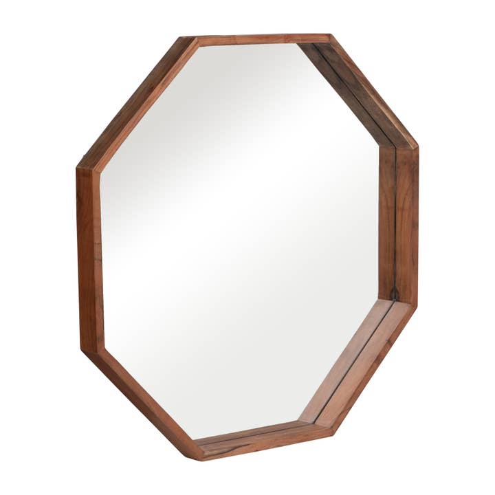 Sagebrook Home - Wholesale Wall Mirror - Cherry 30 in. Wood Octagon Cherry Finish Framed Mirror