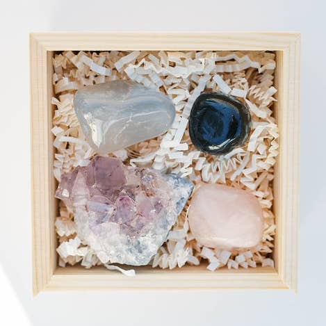 Om (stress relief) Crystal Gift Box for wholesale by Crystal & Pine