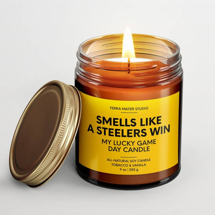 Terra Mater Studio LLC - Vente Bougie en bocal - Bougie Jour de Match Sentant la Victoire des Steelers | Produits Steelers2