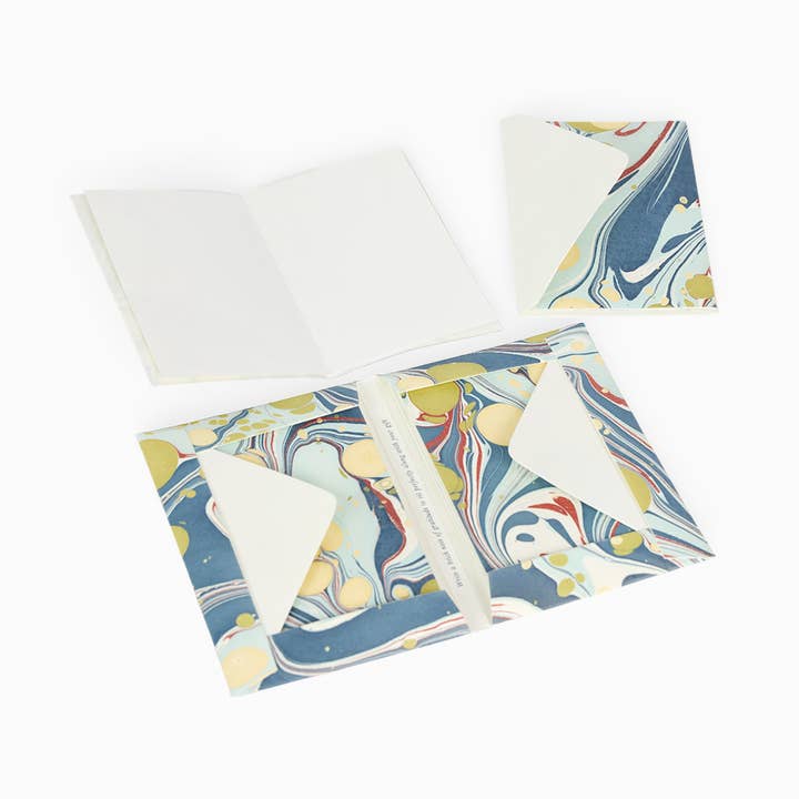 ENSEMBLE DE CARTES DE VŒUX MARBRÉES À LA MAIN - GALET OCÉAN pour la vente par Craft Boat