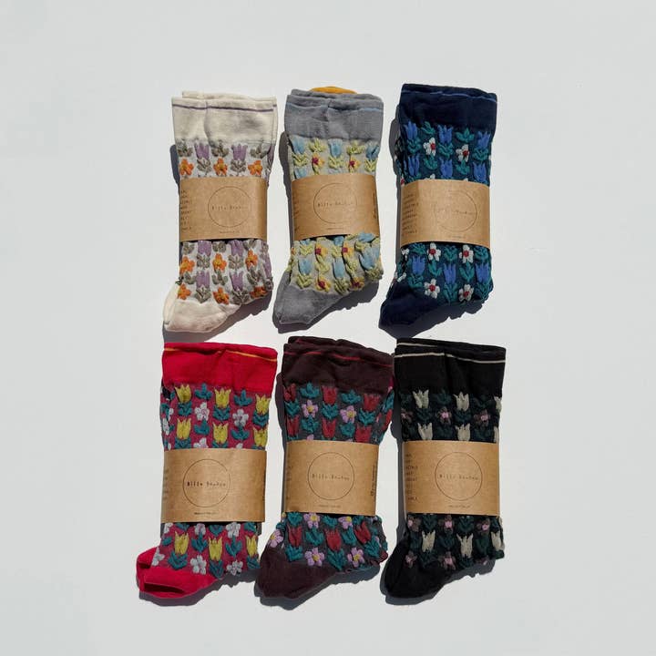 TULIPS GARDEN SOCKS and other Purchase Wholesale garment fabric. Free Returns & Net 60 Terms on Faire trending on Faire.