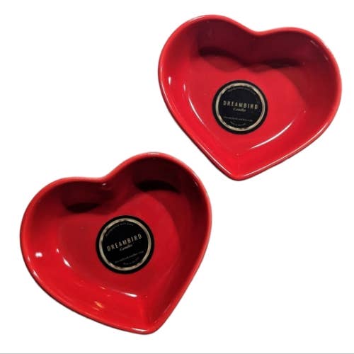 Kerzenschale „Red Heart“ aus Keramik, 7,6 cm für den Großhandel von DREAMBIRD Candles