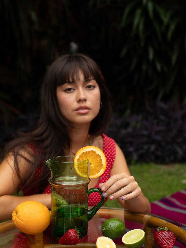 Moroccan Palm Green Pitcher for wholesale by Voyage