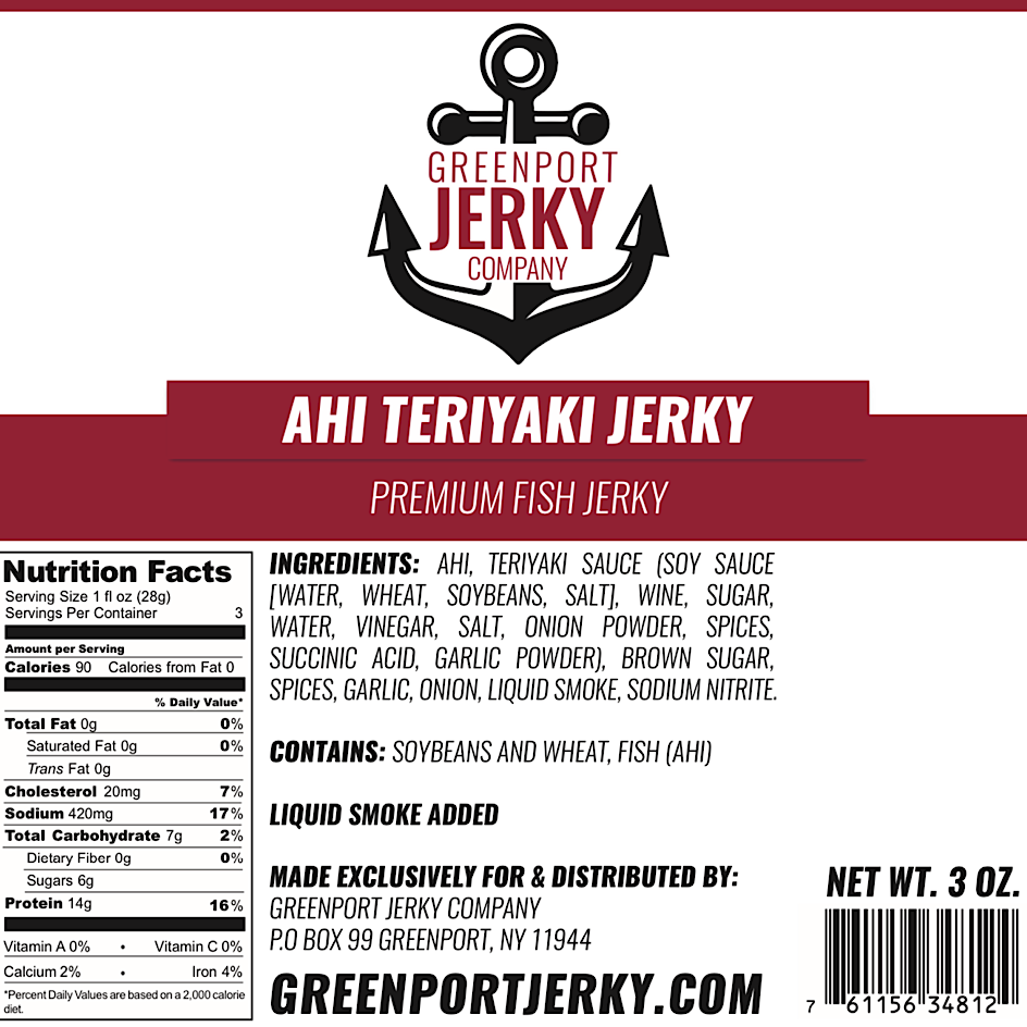 Greenport JERKY Company - Wholesale Jerky - AHI TERIYAKI FISH JERKY0