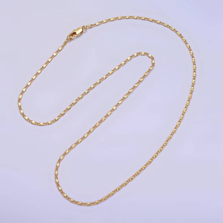 Aim Eternal - Wholesale Link & Chain Necklace - 18"/20"Gold Filled 1.5mm Sunburst Unique Link Chain Necklace