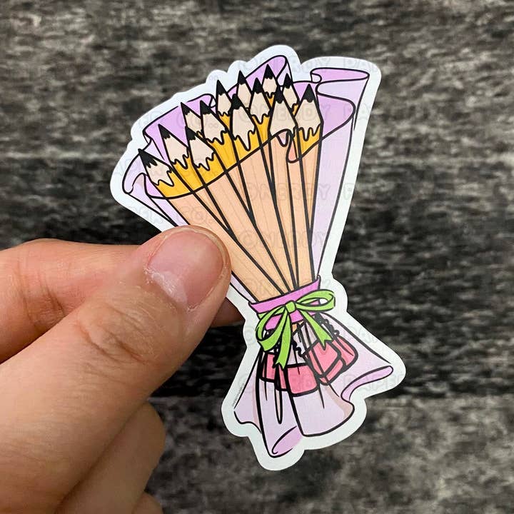 Pencil Bouquet - Hand Drawn Waterproof Vinyl Sticker for wholesale by NERDY PAPER CO.