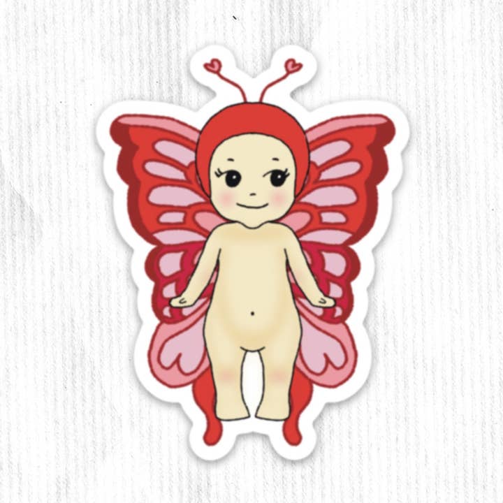 Chappell Roan Pink Butterfly Kewpie Baby Sticker for wholesale by Articuh