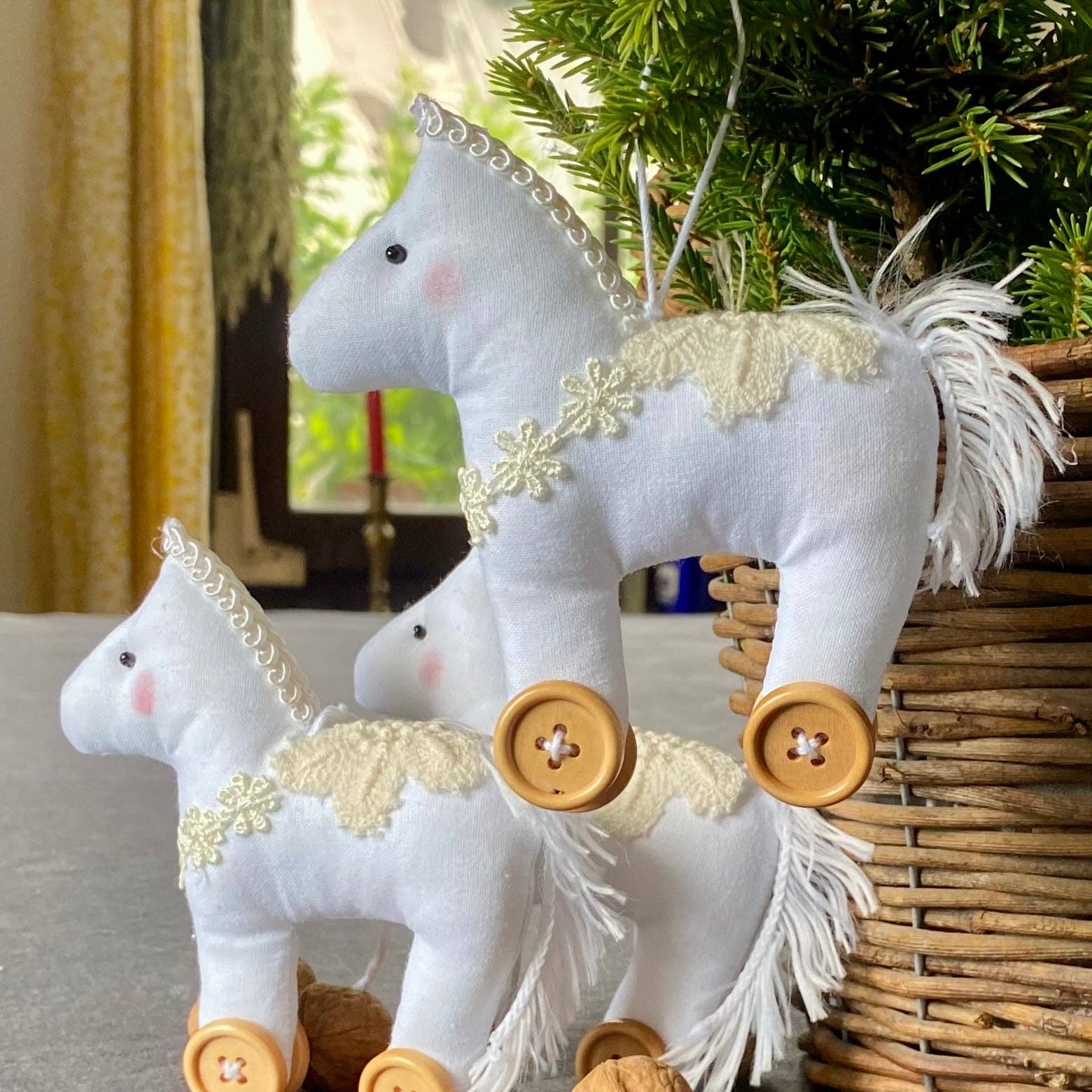 Mrozci - Wholesale Ornament - Fabric Cotton Horse on Wheels Ornament1