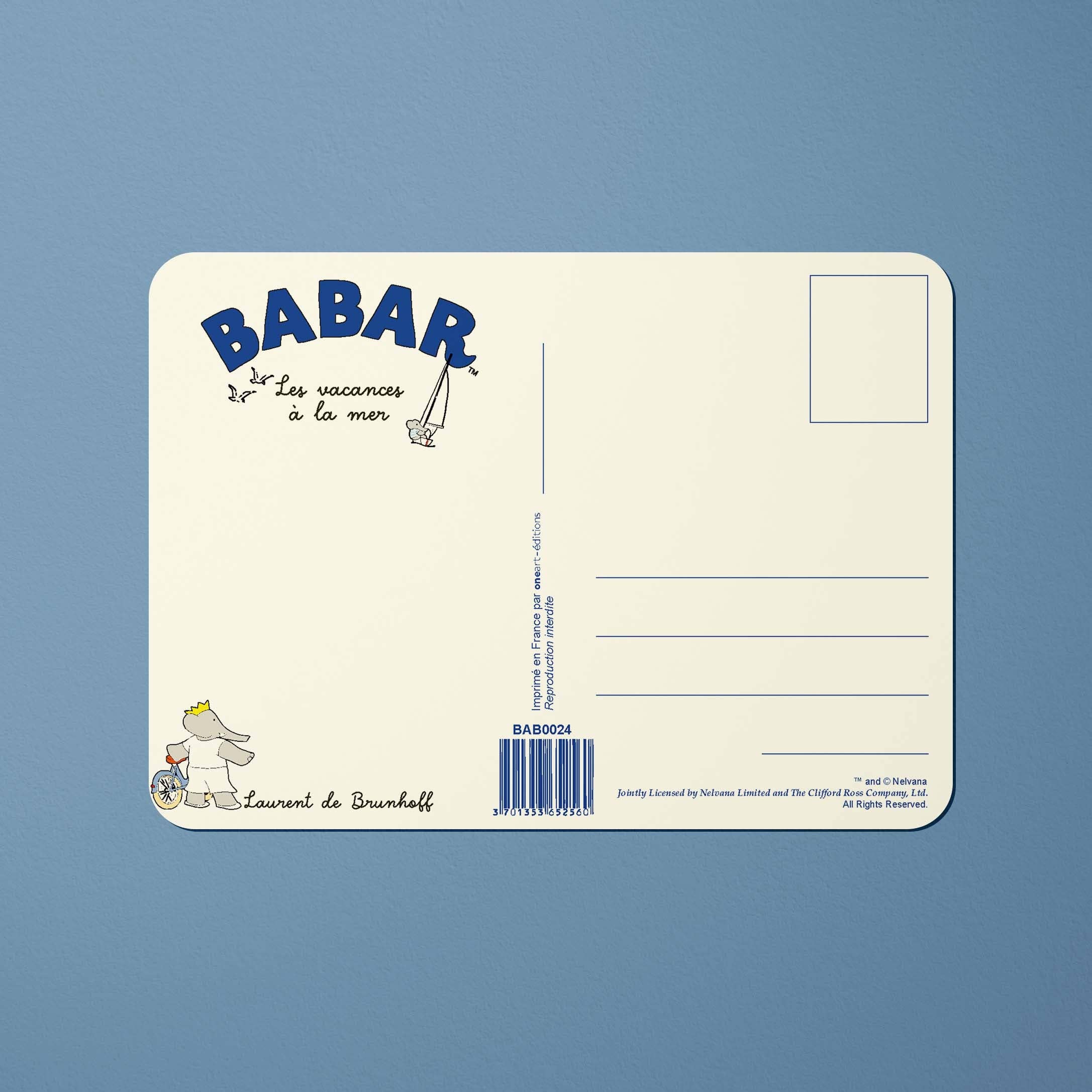Oneart - Wholesale Postcard - Babar Postcard The Holidays at the Sea - BAB00242