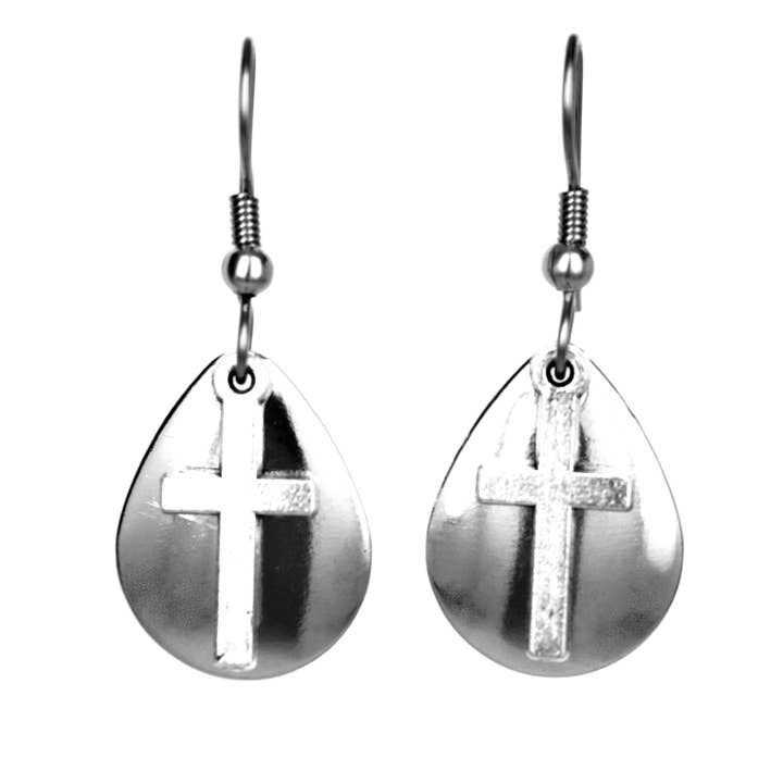 Sm. Silver Cross Earrings for wholesale by Eye Catching Jewelry
