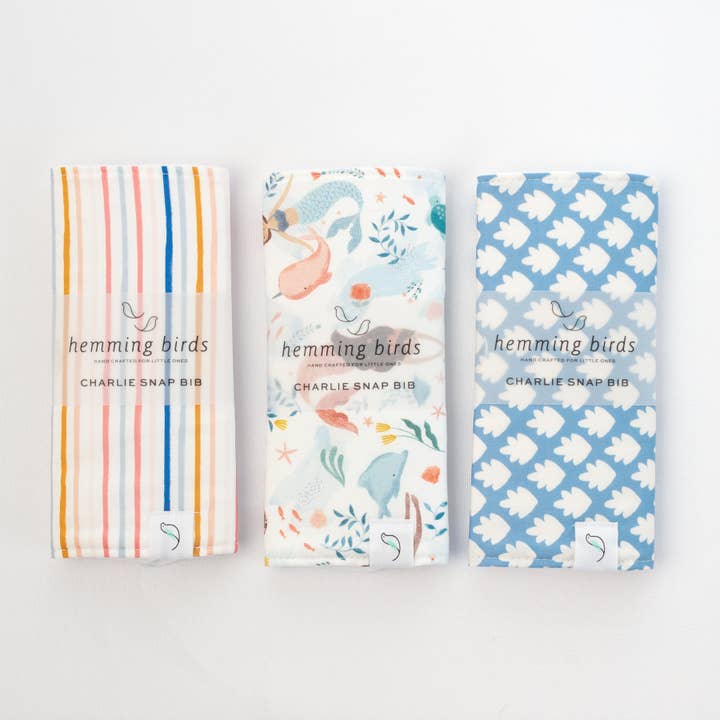 Hemming Birds - Wholesale Bib - Baby - Charlie Snap Bib - Summer Stripe3