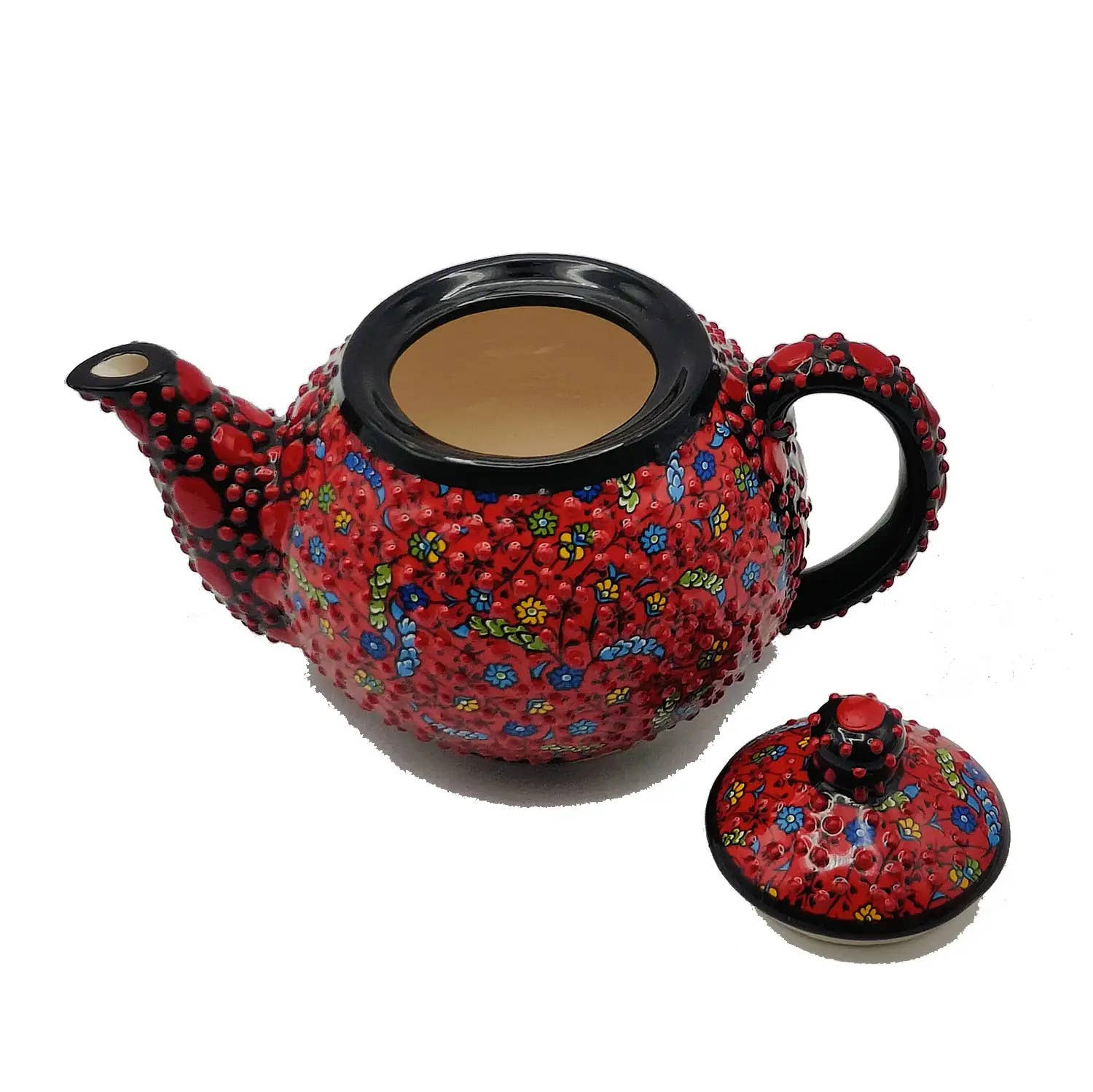 Etnico del Mondo - Vente Théière - Théière Turque Ethnique En Céramique Avec Décor En Relief #133