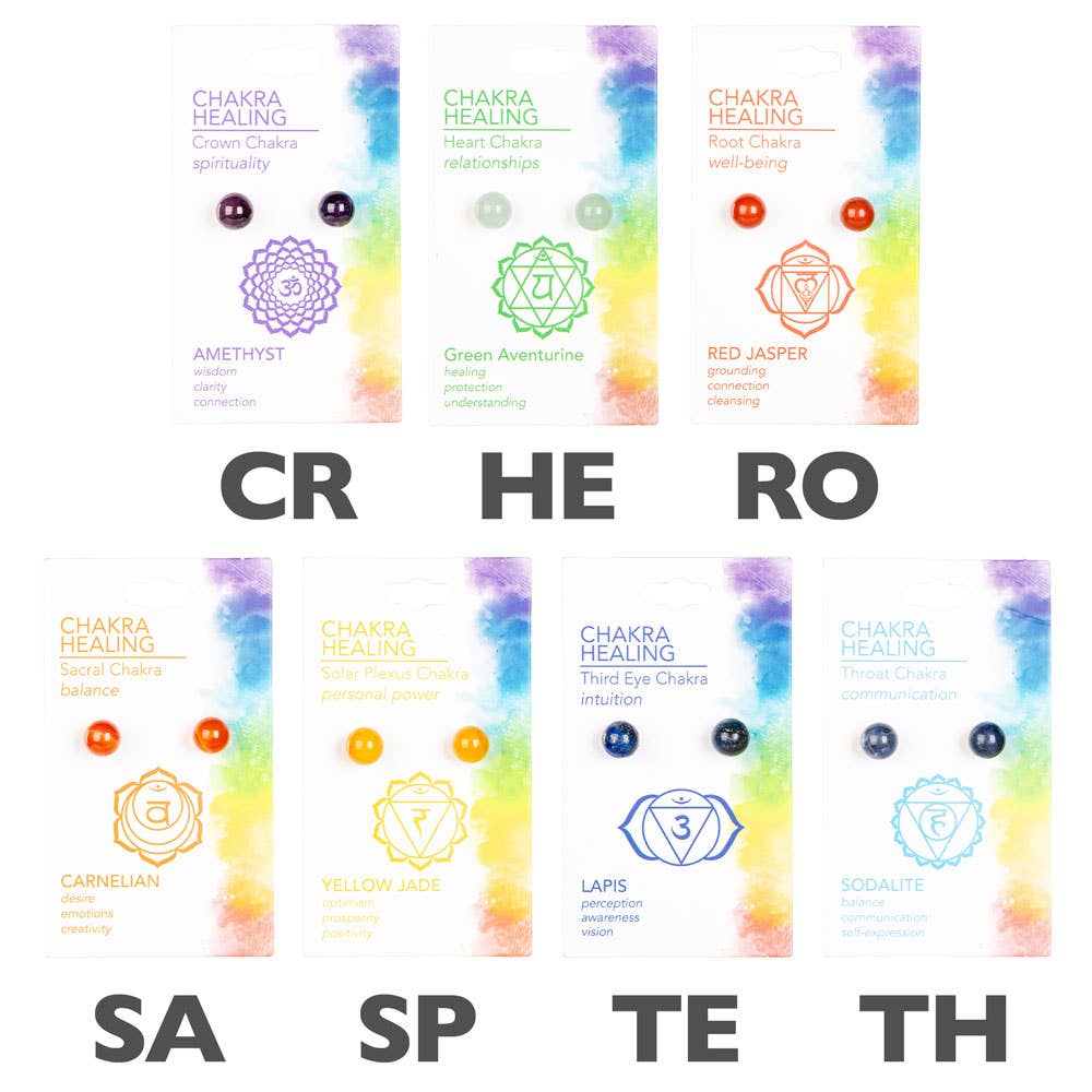 Benjamin International - Wholesale Stud/Post Earrings - CHAKRA EARRINGS/GENUINE 8MM STONES3