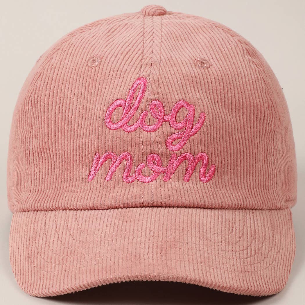 Fashion City - Wholesale Baseball Cap - Unisex - Dog Mom Text Solid Color Corduroy Baseball Cap26