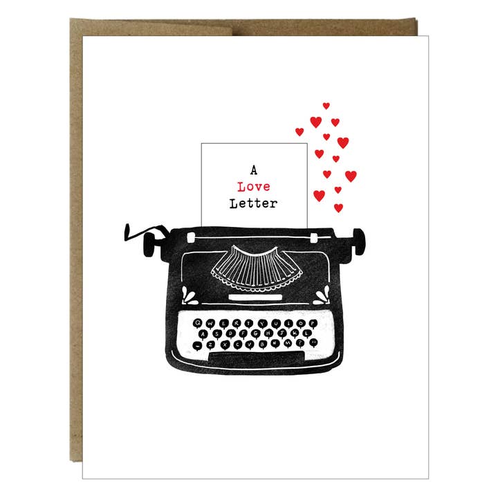 A Love Letter Typewriter Greeting Card for wholesale by Idea Chic