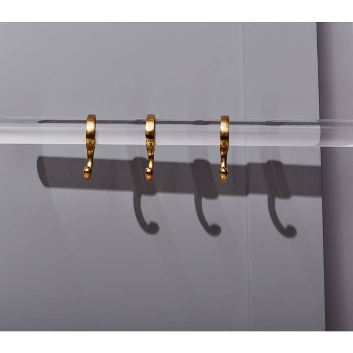 LuxHoldups - Wholesale Wall Hook - Brass Hook Ring for Lucite Towel & Kitchen Rods, Pot Rack