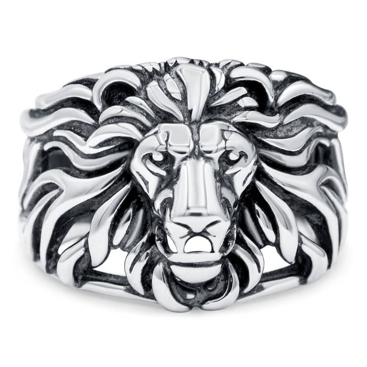 Lion Head Ring Oxidized Band (16.5mm) for wholesale by Blue Apple Imports