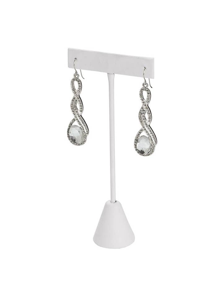 White Faux Leather Earring T-Bar Display - 6"H for wholesale by Store Supply Warehouse
