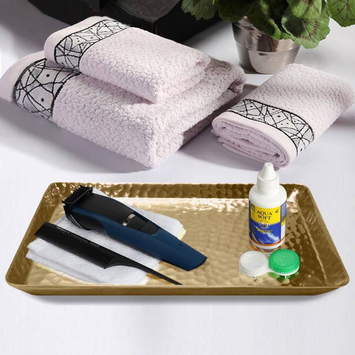 nu steel - Wholesale Decorative Tray - Rose Gold Hammered Decorative Vanity Tray4