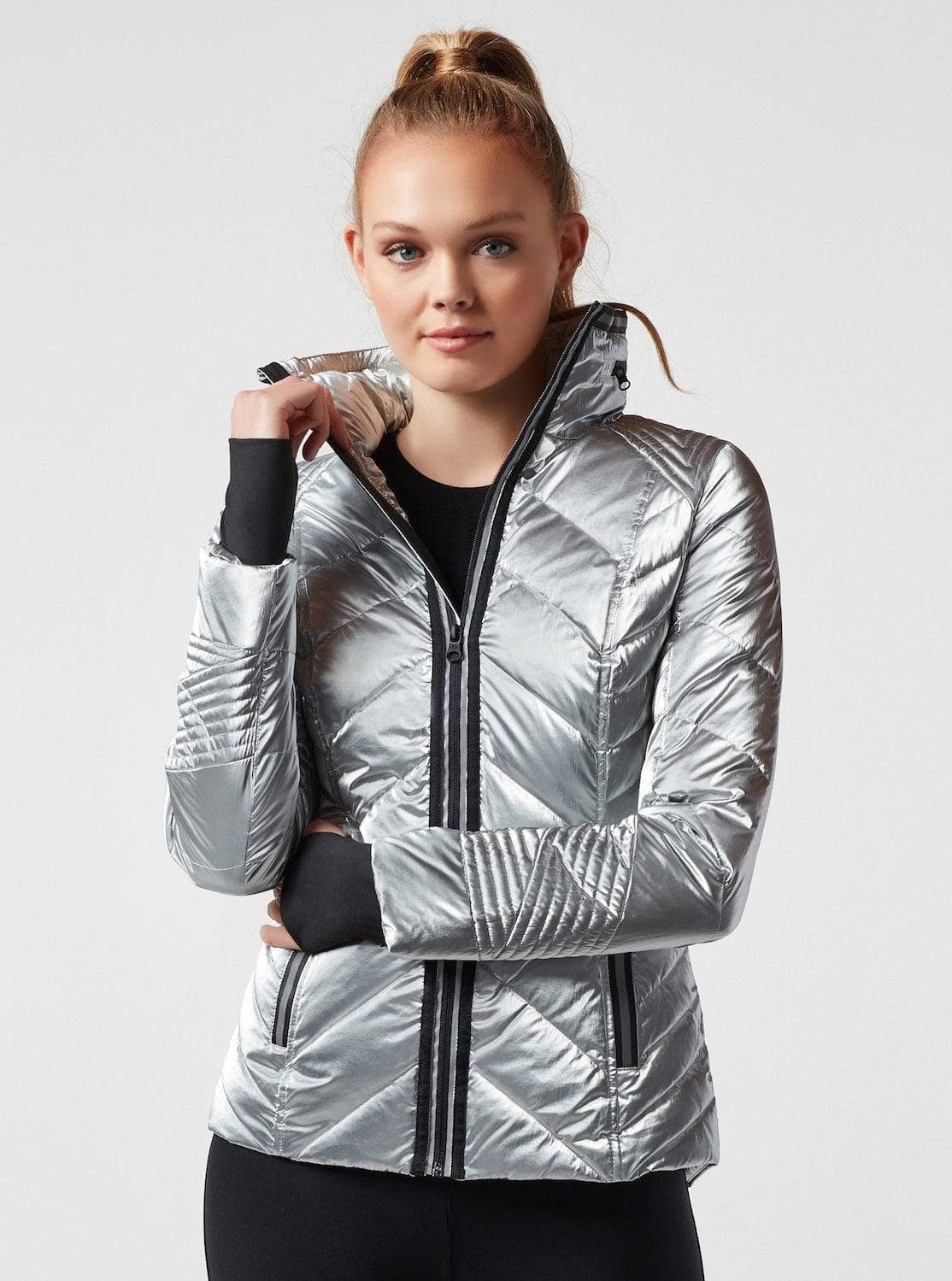 SILVER Super Hero Puffer With Reflective Trim for wholesale on Faire2