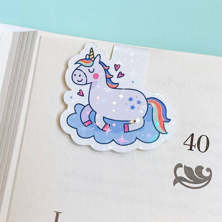 Pink Holographic Unicorn Magnetic Bookmark for wholesale by My Secret Copy