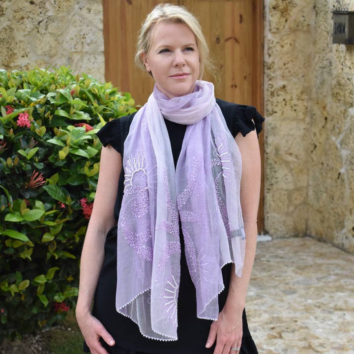 Giselle Embroidered Scarf for wholesale by Dupatta Designs