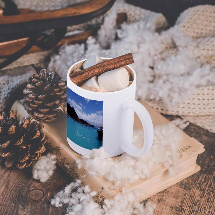 3dRose - Wholesale Coffee Mug - 3dRose, Image of Saint Maarten Harbor With Boat And Cruise Ship, Mug11