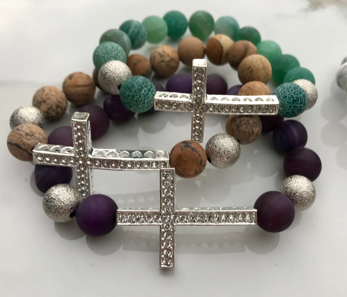 Like Polished Arrows, LLC - Wholesale Beaded Bracelet - Crystal Cross Gemstone Bracelets2
