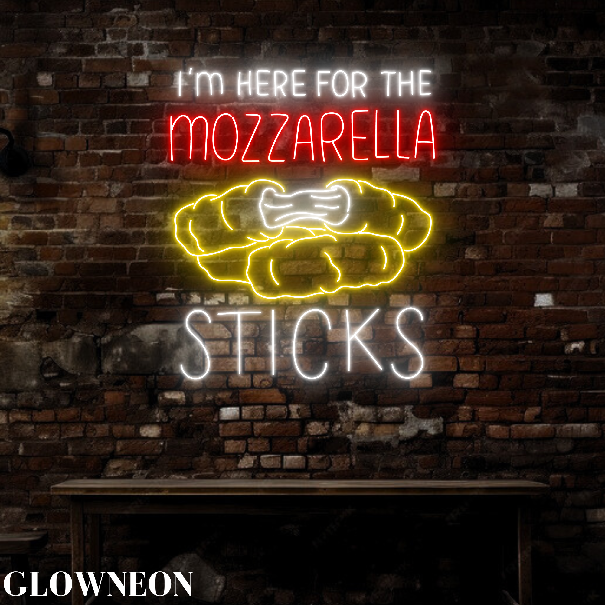Glow Neon - Wholesale Neon Sign - I'm Here For The Mozzarella Sticks Led Sign, Mozzarella Sign1