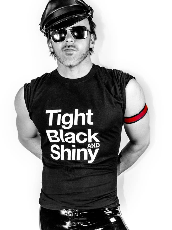 Peachy Kings / Kweer Cards - Wholesale Screen Printed T-Shirt - Men's - Tight Black and Shiny T-shirt - Black
