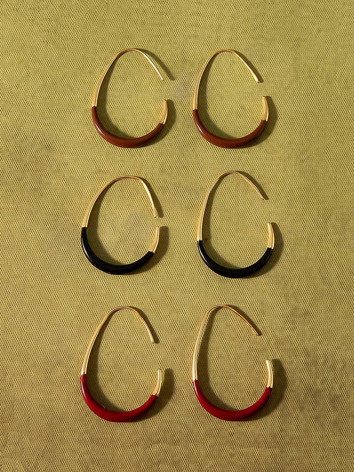 Perchée 18K Gouden Niet-Vervagende Emaille Hoepeloorbellen voor wholesale door Flânerie by MAIQ