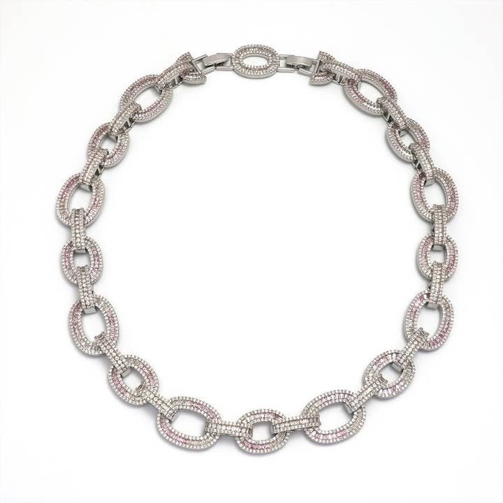 Silver CZ Baguette Cable CN-0048 D for wholesale by Simply Jewels