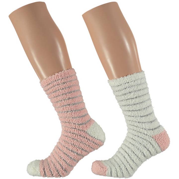 Accueil » Chaussettes » 2 paires, taille unique, à rayures rose/blanches pour femmes pour la vente par TRAAGOODS.COM