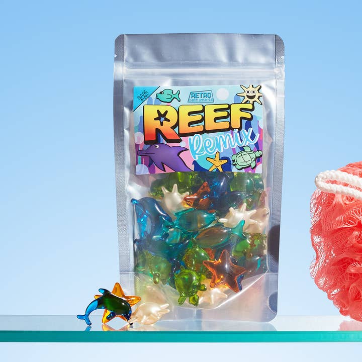 Retro Bath Pearls - Reef Remix. 30 Pack Ocean Themed Pearls for wholesale by Bare Boutique