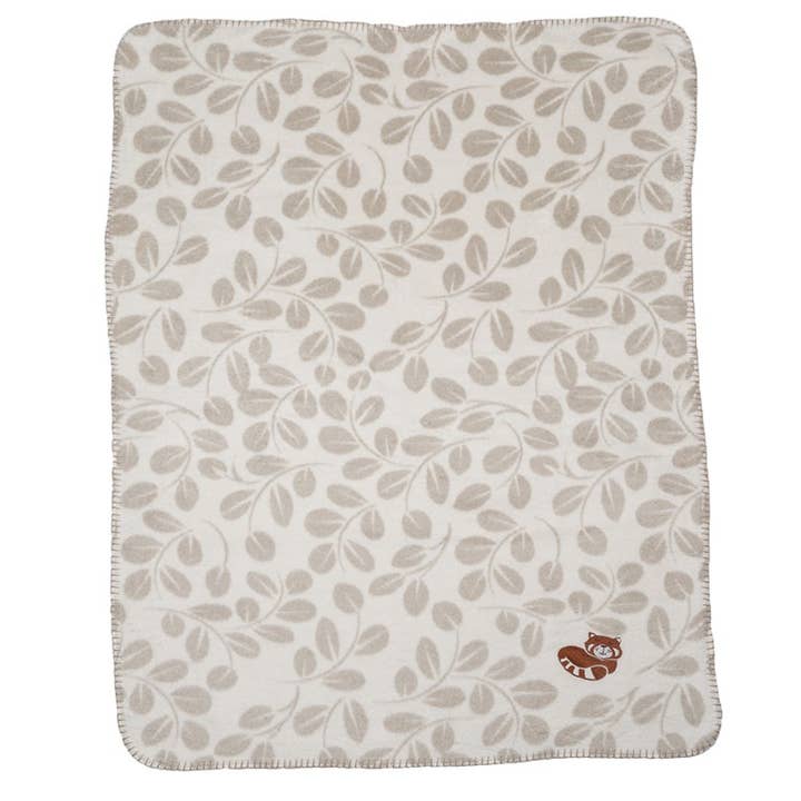Ecru Leaves with Embroidered Red Panda Bassinet Blanket for wholesale by Emotion & Kids