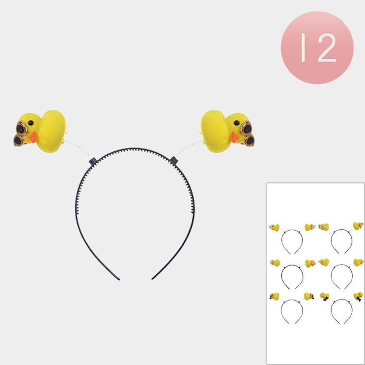12PCS - Yellow Duck Headbands for wholesale by Sensibling Corp.