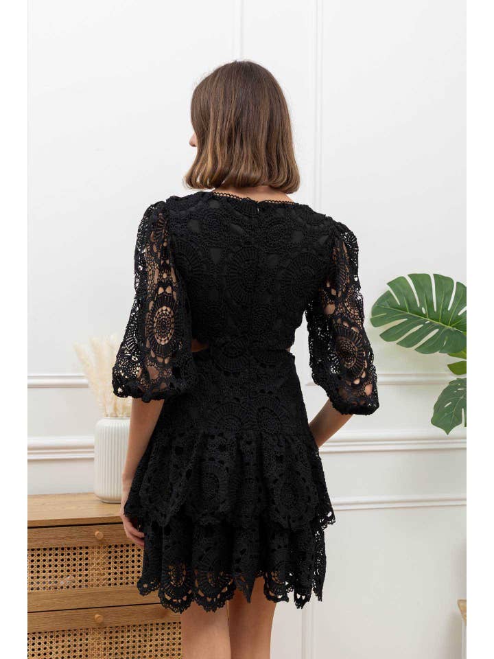 Chilli Girl Collection - Wholesale Dress - Women's - V-neck broderie dress with cut-outs on the waist 9