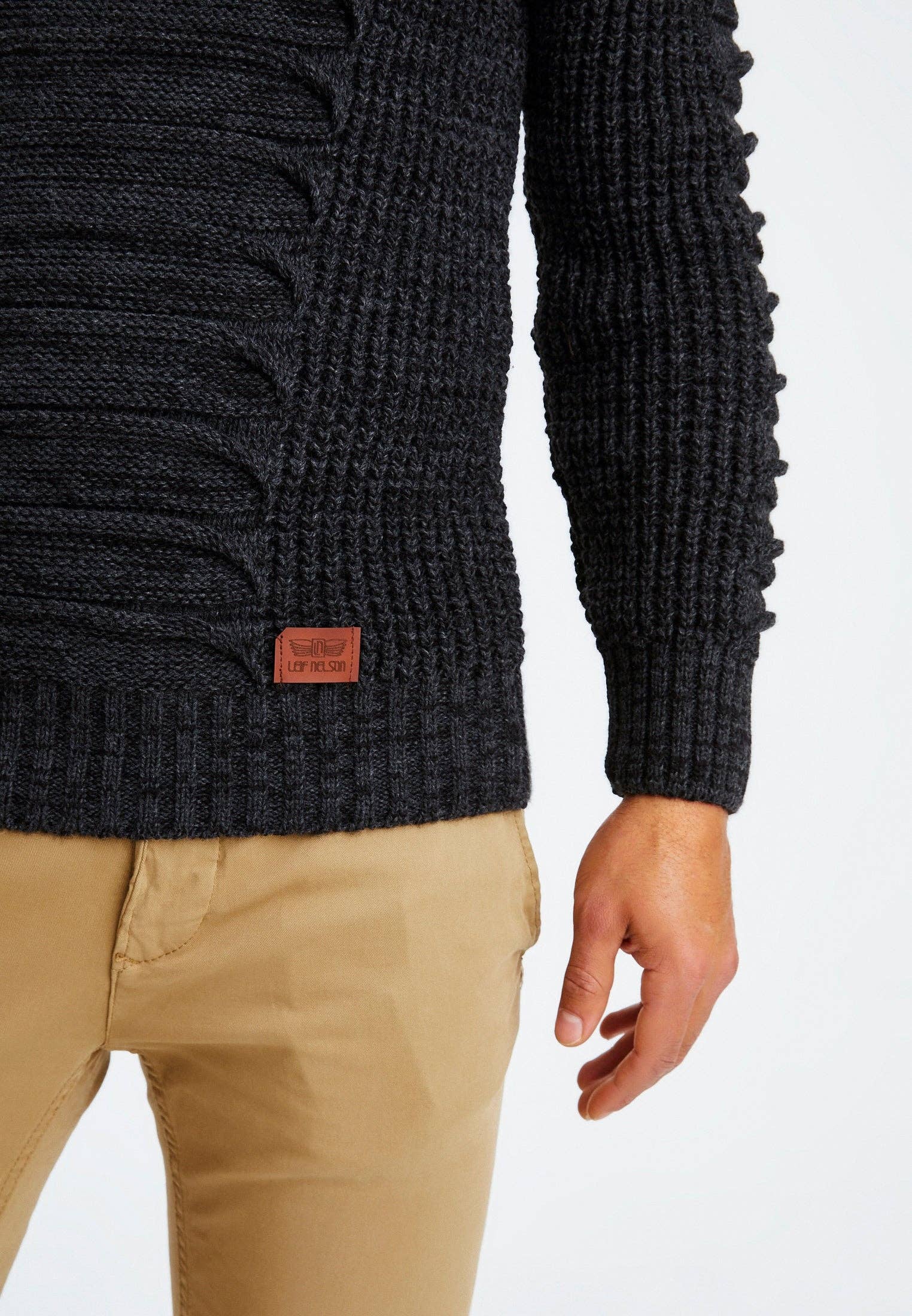 Leif Nelson GmbH - Wholesale Knit Sweater - Men's - Men's Knit Sweater Chunky Knit Shawl Collar LN-55753