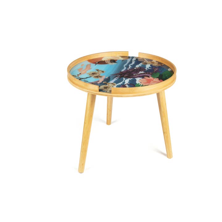 Bergamaschi & Vimercati S.p.a. - Wholesale Side Table - Fuji Excelsa coffee table in bamboo and tempered glass ø45 cm – Multicolor design inspired by Japanese landscapes2