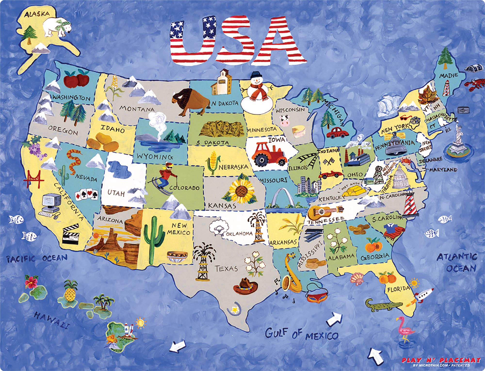 American Products Group, Inc - Wholesale Map - Play N' Placemat USA Map with Capitols0