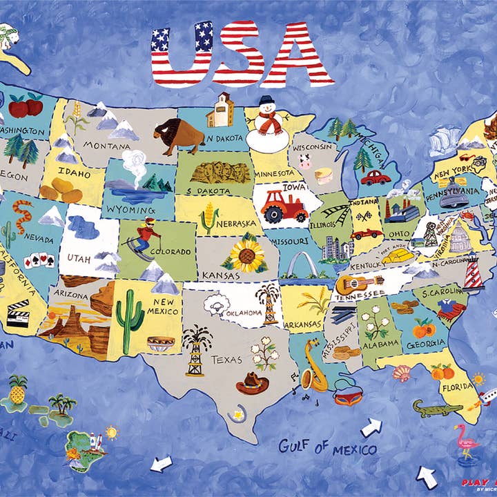 American Products Group, Inc - Wholesale Map - Play N' Placemat USA Map with Capitols
