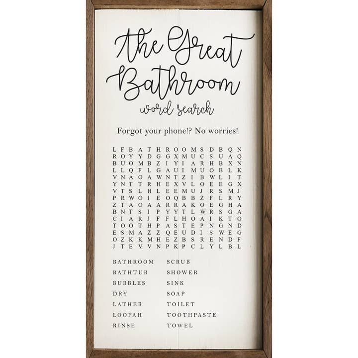 The Great Bathroom Word Search White for wholesale by Kendrick Home