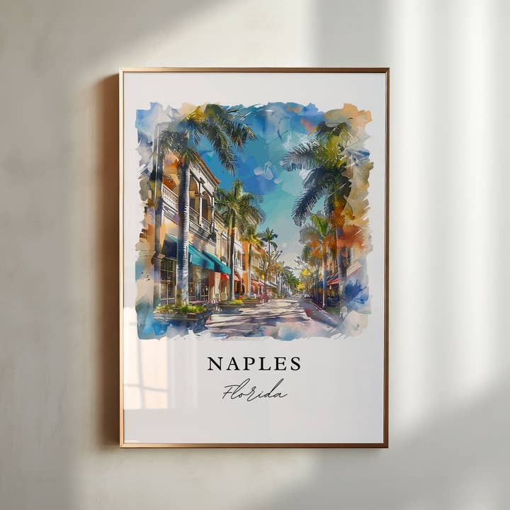 Premium Travel Art - Wholesale Art Print - Naples Florida Art Print, Naples Print, Naples FL Wall Art, Naples Gift, Travel Print, Travel Poster, Travel Gift, Housewarming Gift