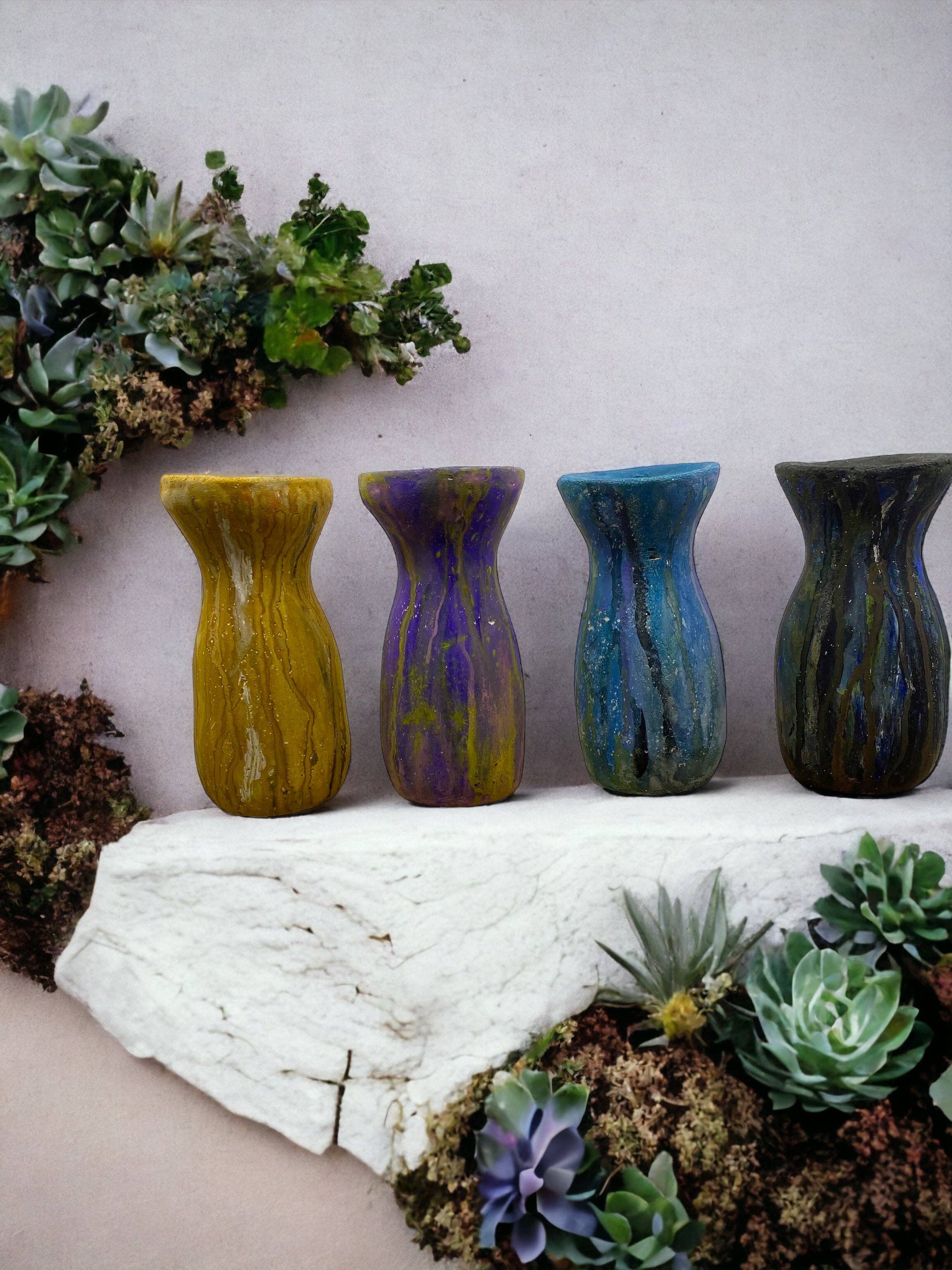 Sunsum Intentional Living - Wholesale Vase - Cement Vase, Watercolor Fluid Art, Silhouette, Lightweight C13