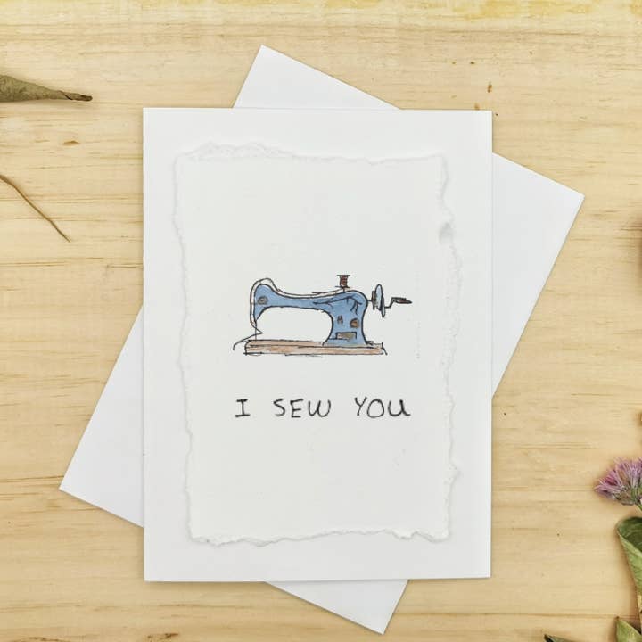 I Sew You - Hand Painted Card for wholesale by Irony Art