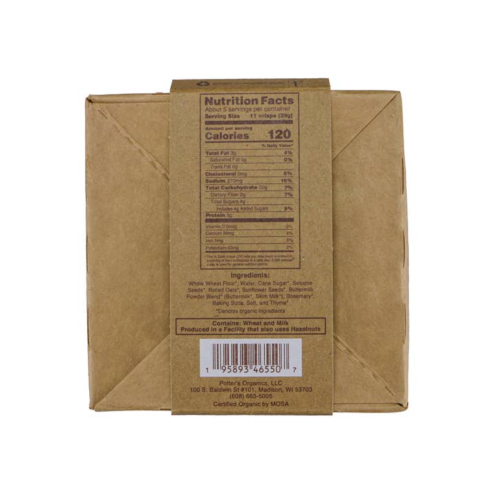 Potter’s Crackers - Wholesale Crackers - Potter's Crackers Organic Rosemary Thyme Crisps